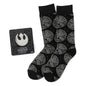 Star Wars Millennium Falcon Black Dress Socks and Lapel Pin Gift Set