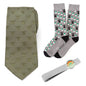 Star Wars Grogu Green Tie, Gray Dress Socks, and Tie Bar Gift Set