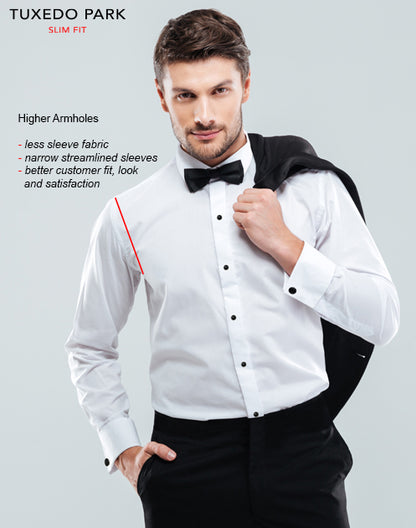 White Microfiber Tuxedo Shirt