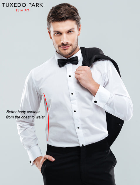 White Microfiber Tuxedo Shirt