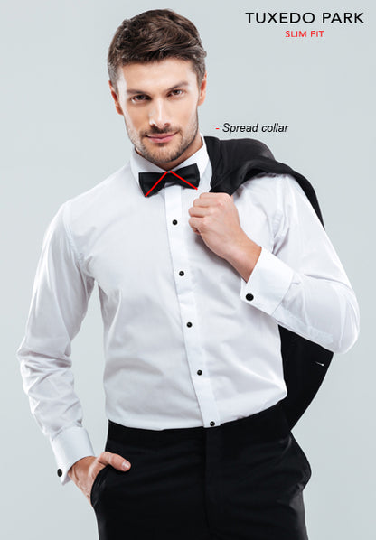 White Microfiber Tuxedo Shirt
