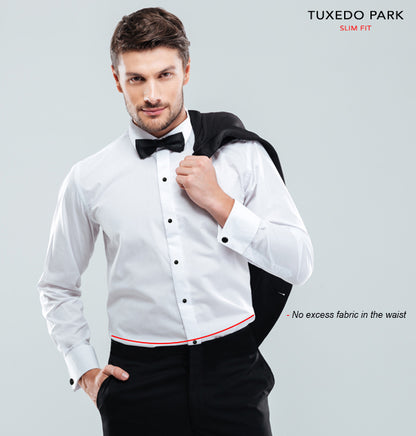White Microfiber Tuxedo Shirt