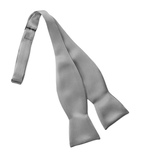 Silver Satin Self Tie Bow Tie