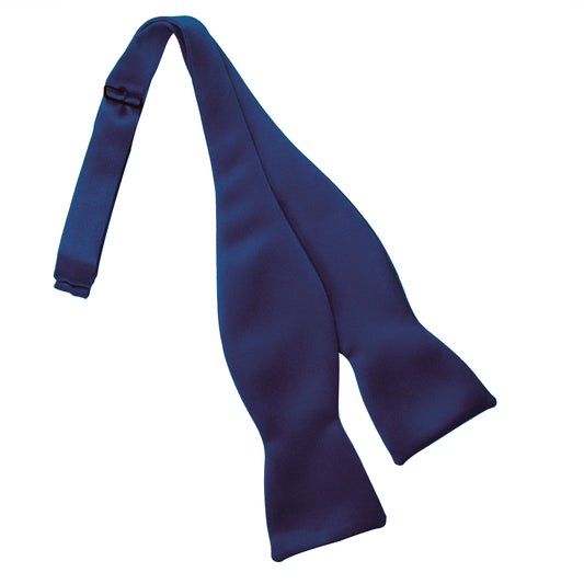 Navy Blue Satin Self Tie Bow Tie