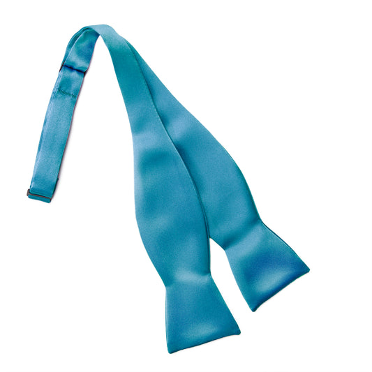 Caribbean Blue Satin Self Tie Bow Tie