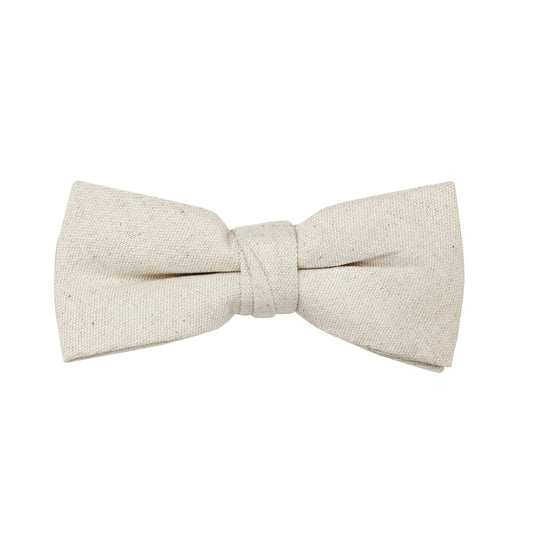 Beige Linen Pre Tied Bow Tie