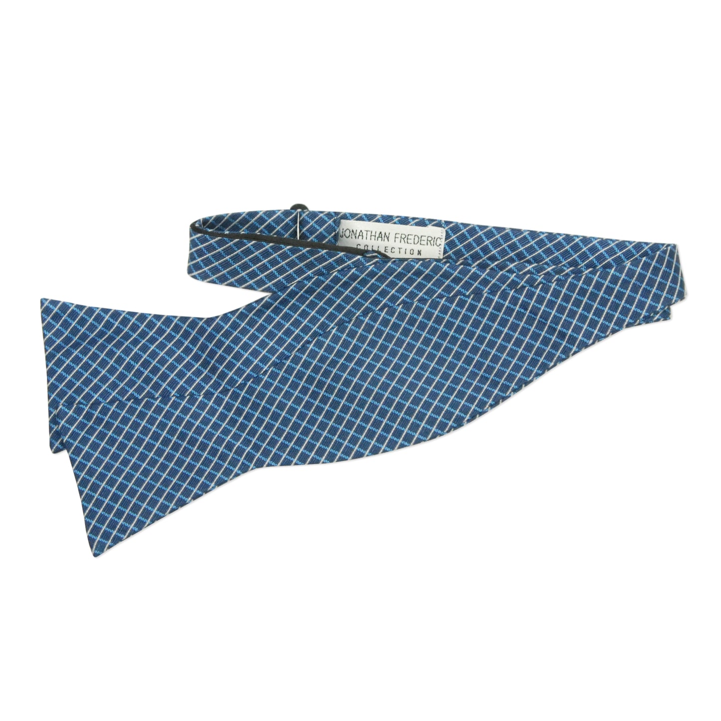 Jonathan Frederic Collection “Jackson” Blue Plaid Silk Self Tie Bow Tie