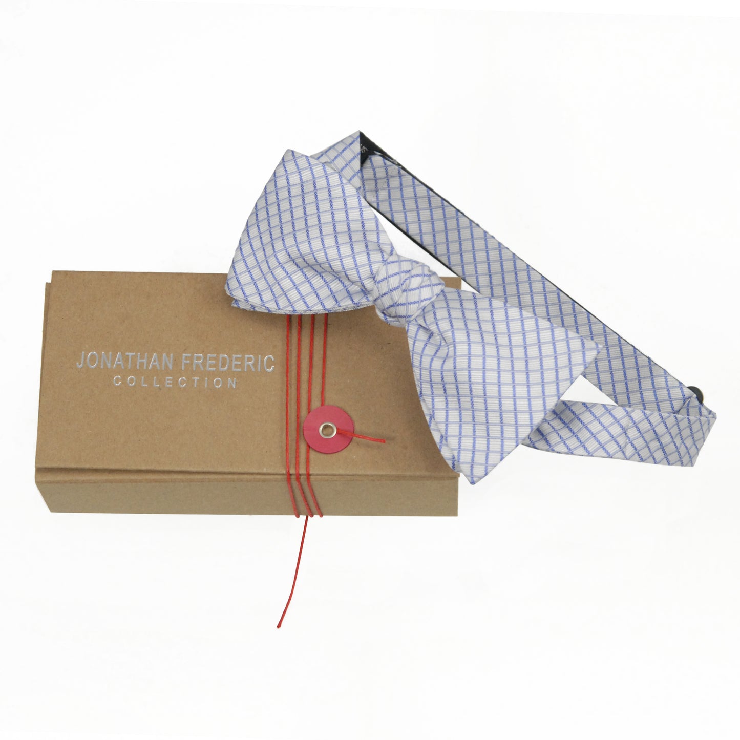 Jonathan Frederic Collection “Beacon” Periwinkle Plaid Silk Self Tie Bow Tie