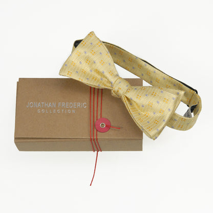 Jonathan Frederic Collection “Westlake” Yellow Flower Silk Self Tie Bow Tie