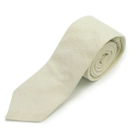 Beige Linen Self Tie Neck Tie