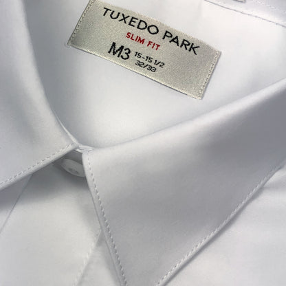White Microfiber Tuxedo Shirt - Unpackaged