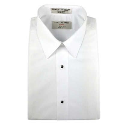 White Microfiber Tuxedo Shirt