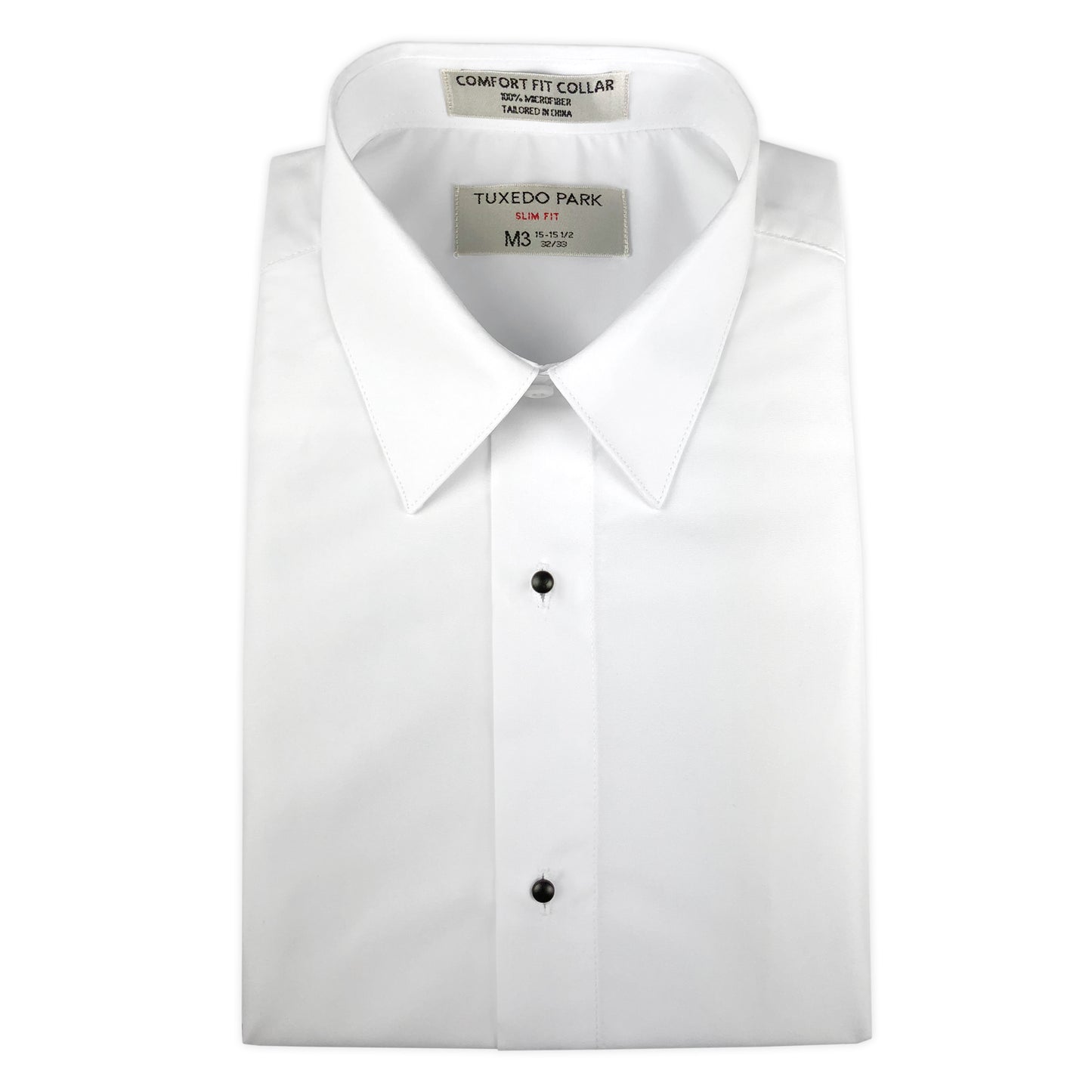 White Microfiber Tuxedo Shirt - Unpackaged