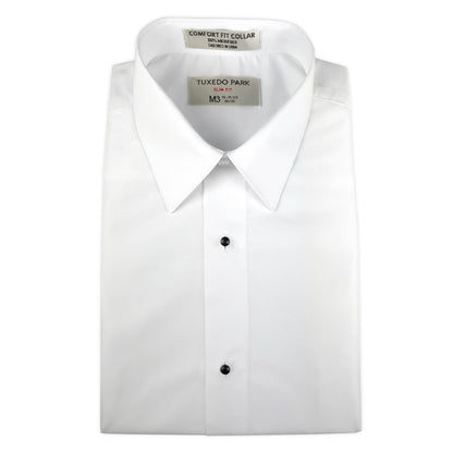 White Microfiber Tuxedo Shirt - Unpackaged