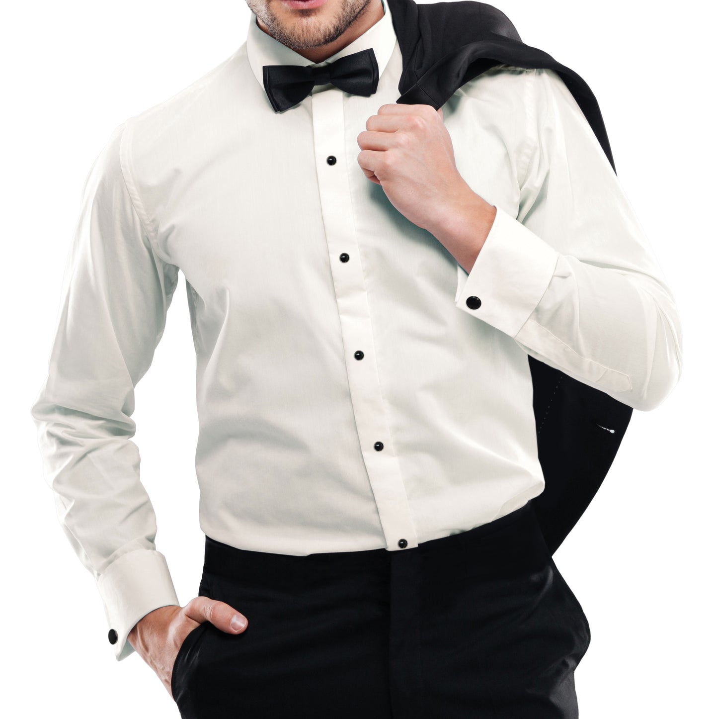 Ivory Microfiber Tuxedo Shirt