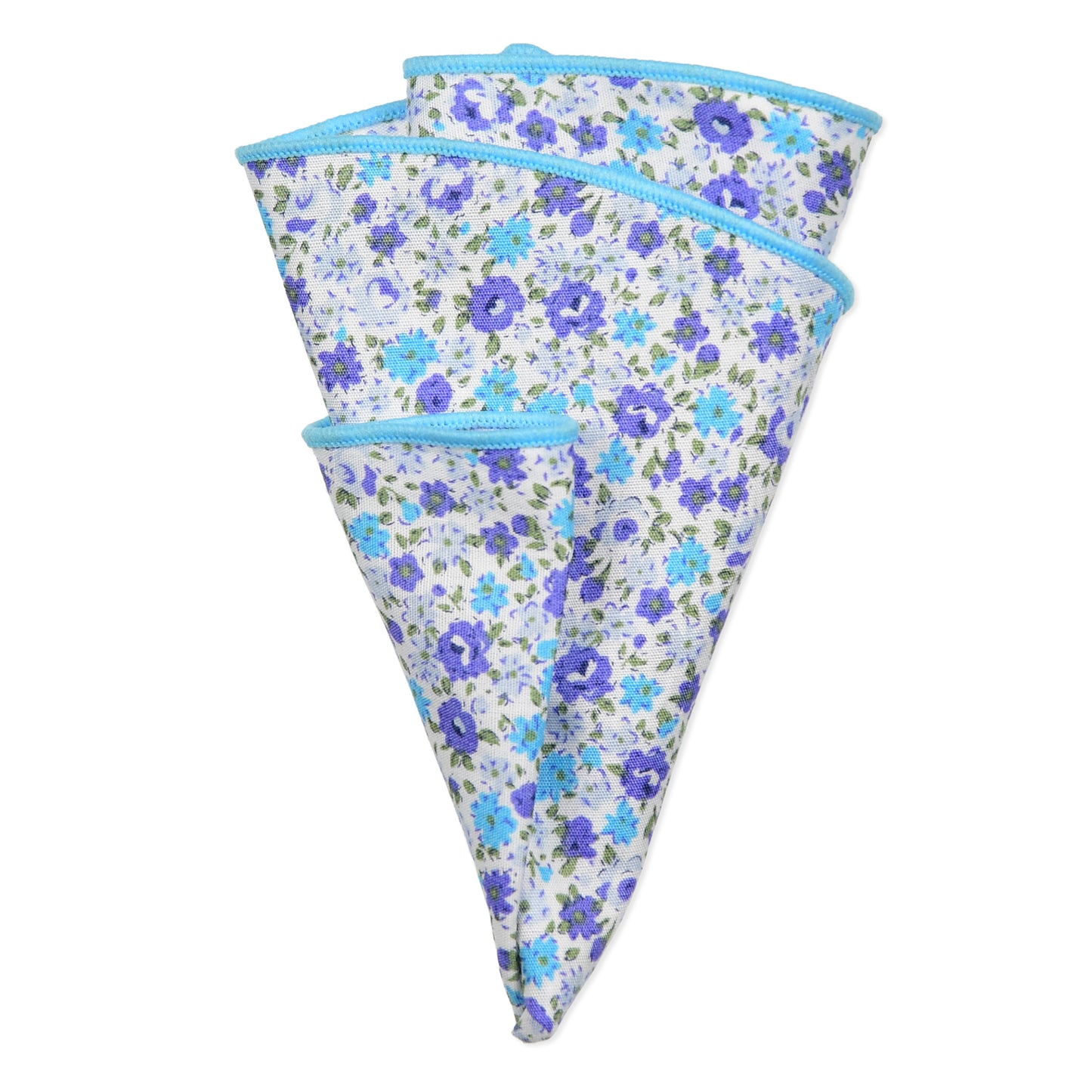 Light Blue & Purple Floral Lapel Pin & Hanky Set