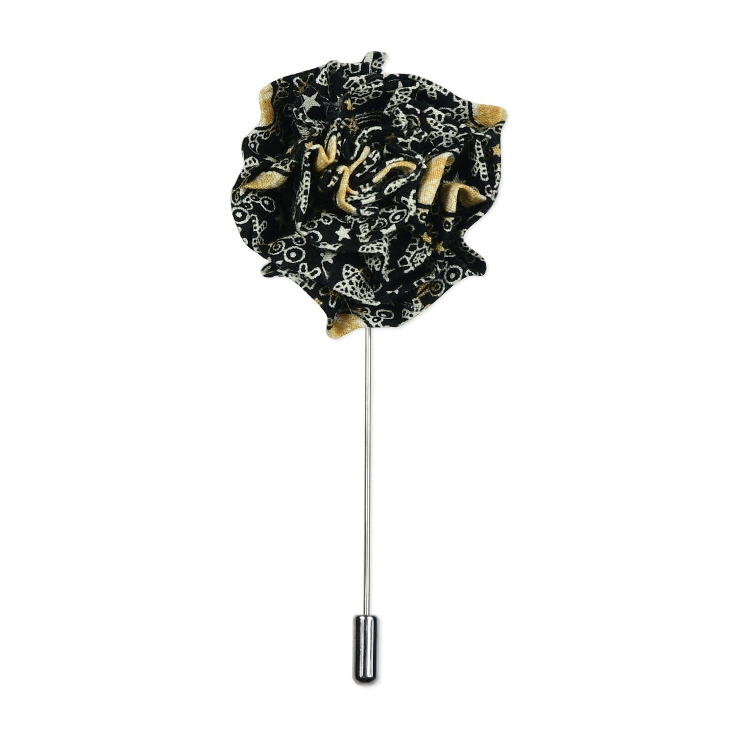 Black & Gold Paisley Lapel Pin & Hanky Set