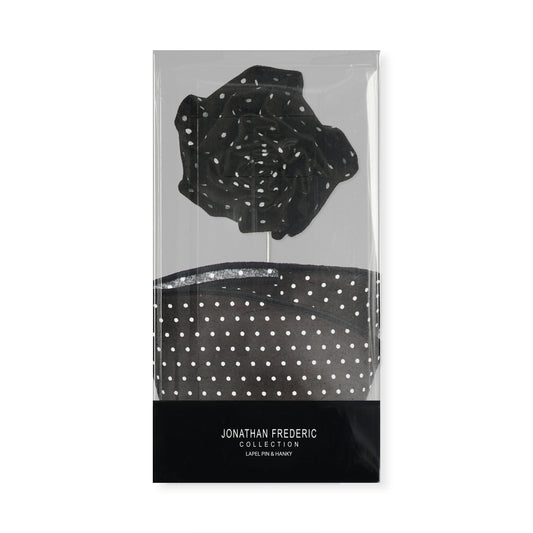 Black Polka Dot Lapel Pin & Hanky Set