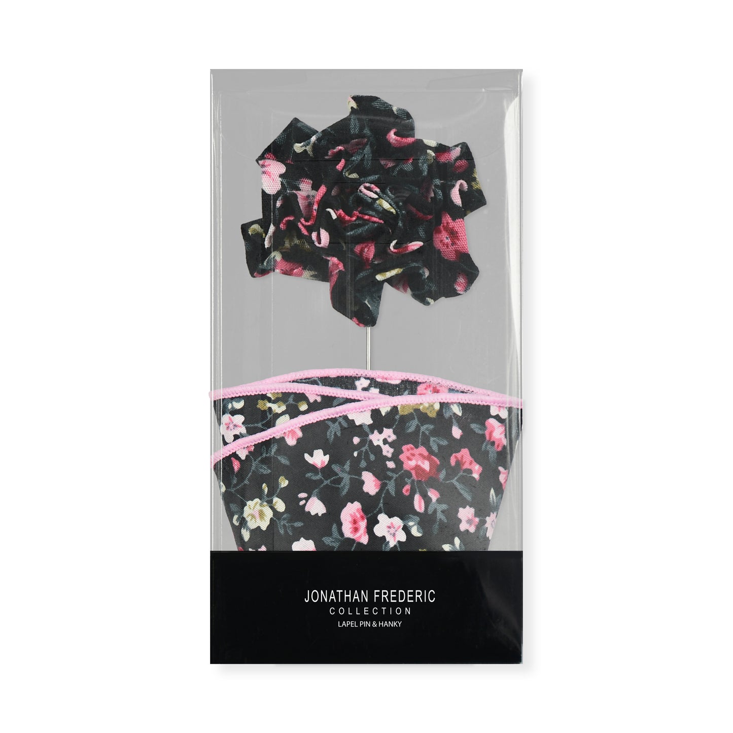 Pink & Dusty Rose Floral Lapel Pin & Hanky Set