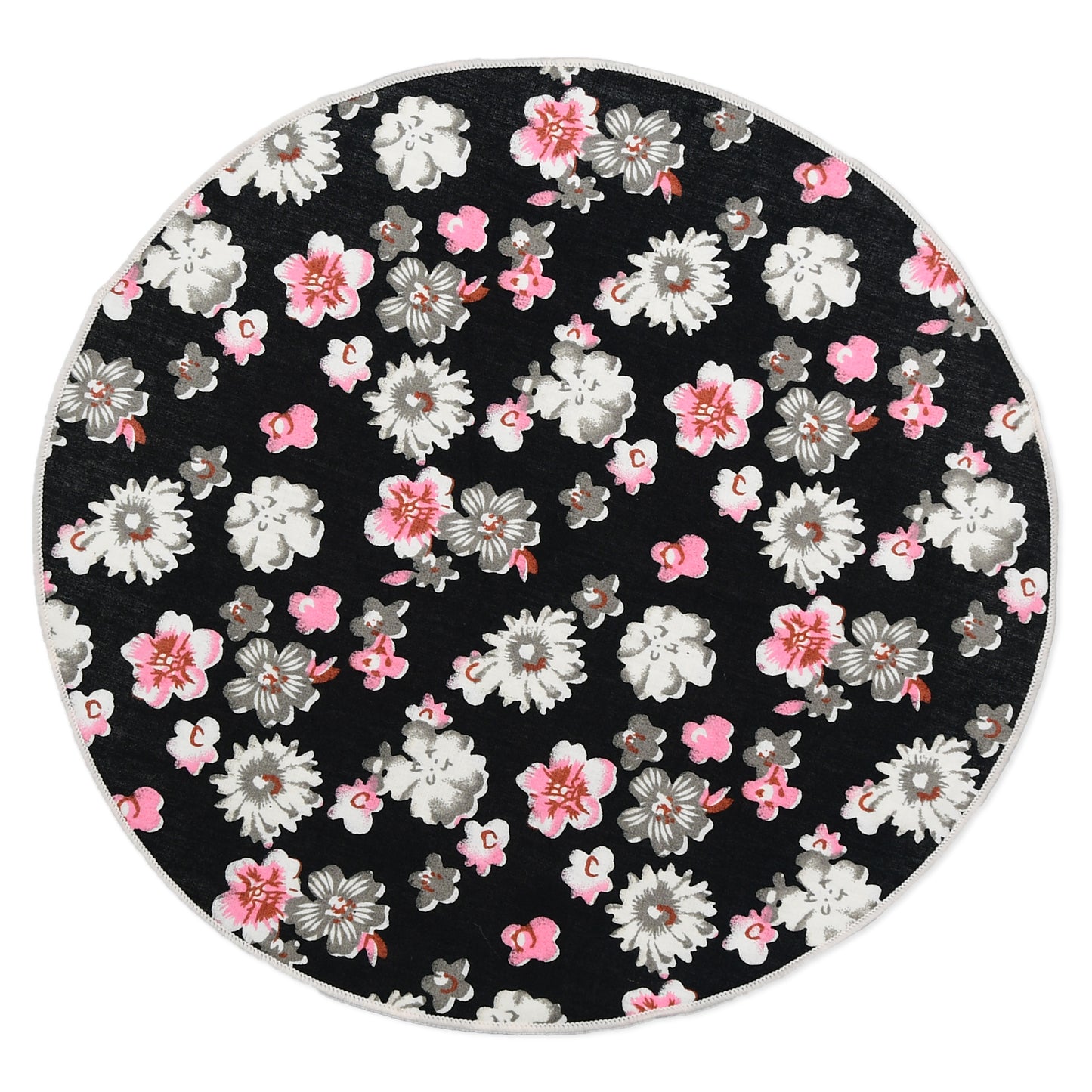 Silver, Black & Pink Floral Lapel Pin & Hanky Set