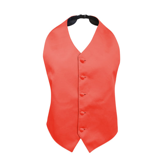 Coral Satin Backless Vest