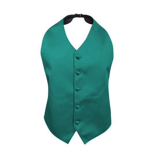 Teal Satin Backless Vest