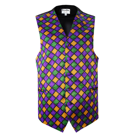 Mardi Gras Satin Full Back Vest