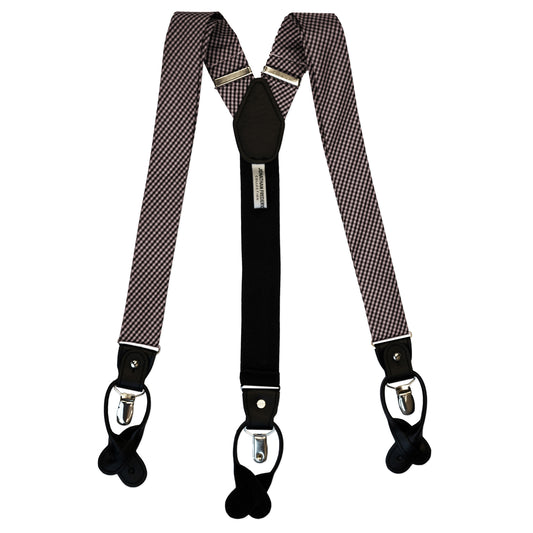 Jonathan Frederic Collection “Magnolia” Burgundy & White Silk Plaid Suspender