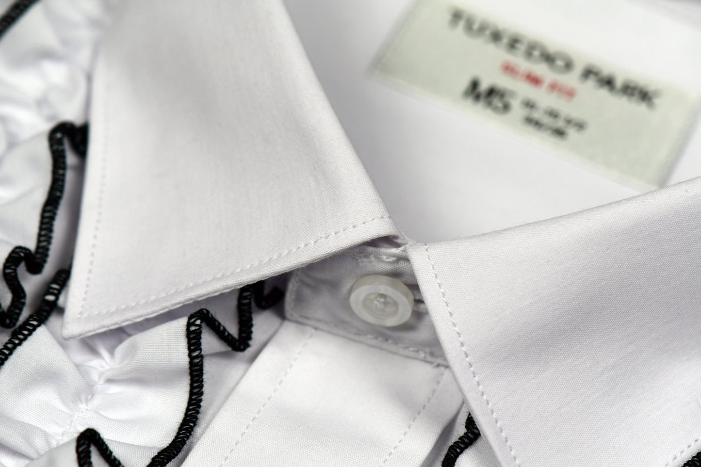 White Ruffle Slim Fit Tuxedo Shirt - Unpackaged