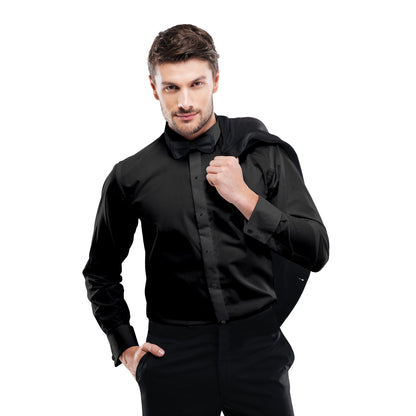 Black Microfiber Tuxedo Shirt